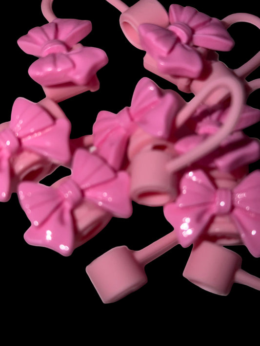 Pink Bow Straw Topper